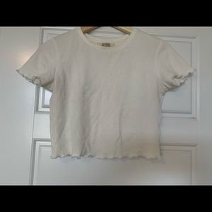 White Cropped Waffle Aritzia Like Shirt